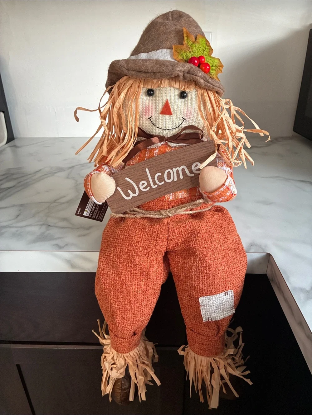 NWT- 25-1/2”- Fall Harvest- Welcome Scarecrow Sitter Greeter Decoration